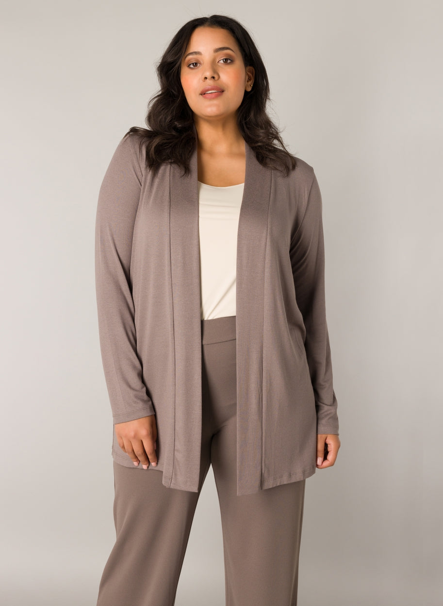Ayla -neuletakki, dark taupe, Base Level Curvy