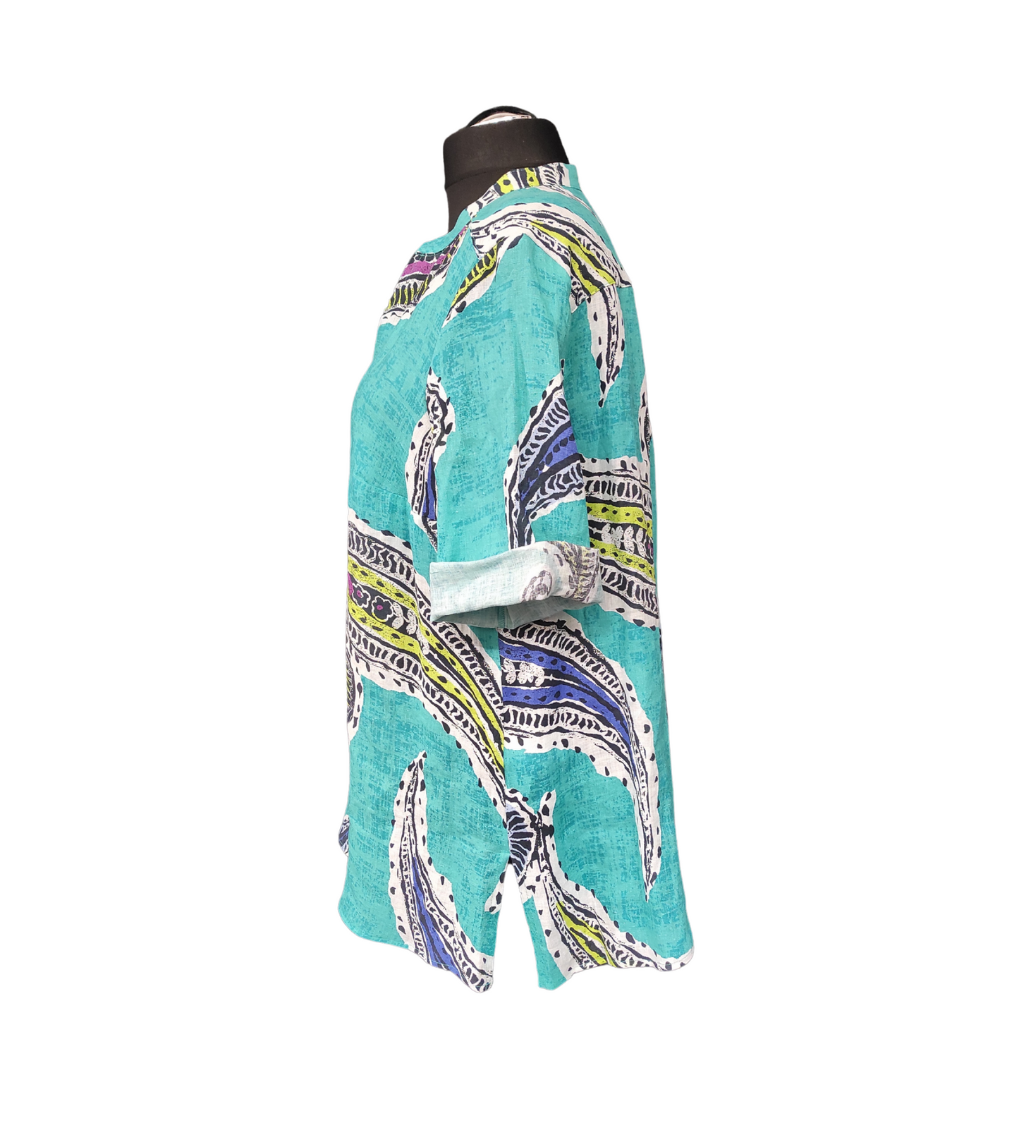 Paisley -kuosinen pellavapusero, turkoosi, Doris Streich