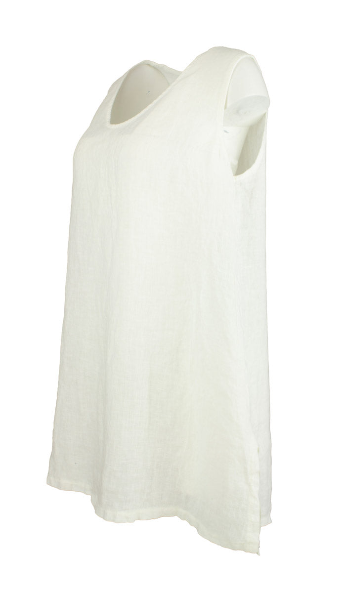Singlet long linen -toppi, luonnonvalkoinen, Boheme