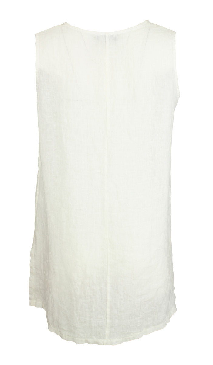 Singlet long linen -toppi, luonnonvalkoinen, Boheme