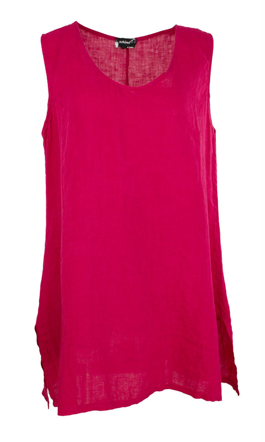 Singlet long linen -toppi, fuksia, Boheme