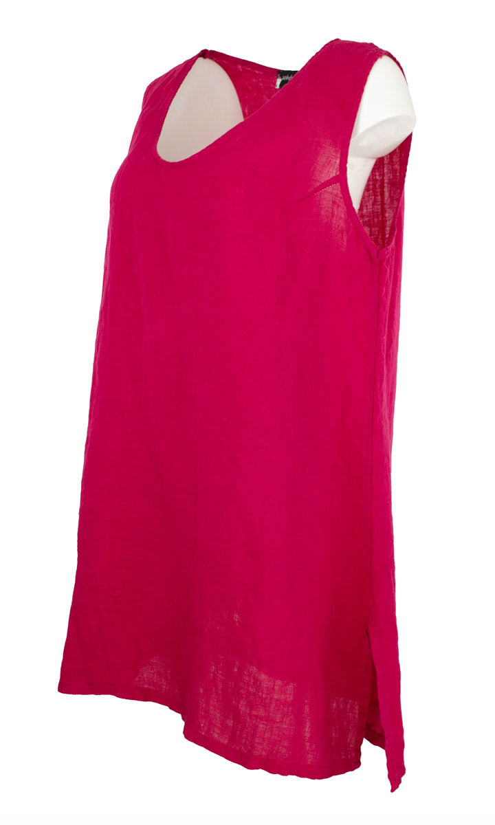 Singlet long linen -toppi, fuksia, Boheme