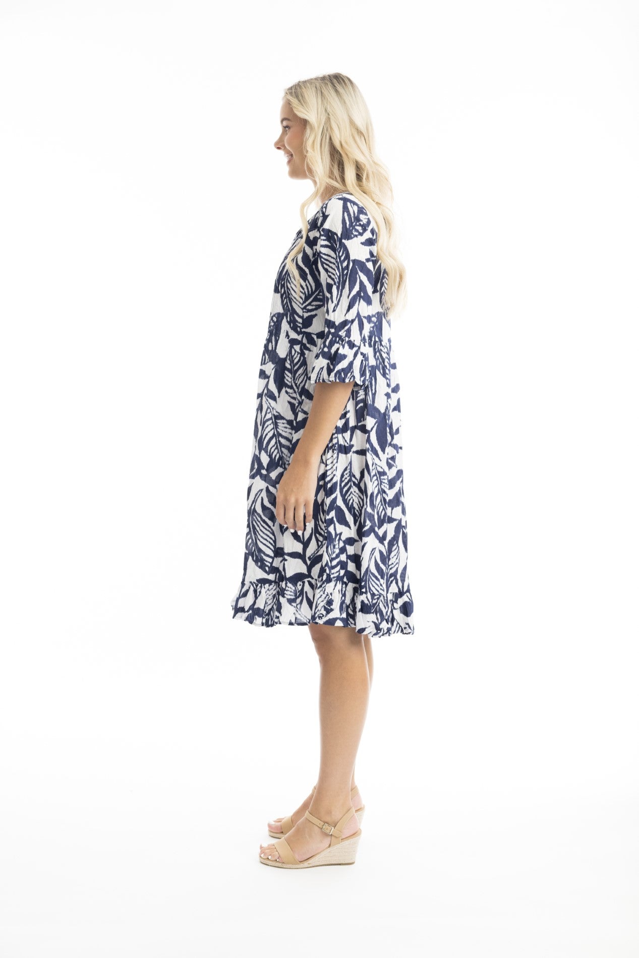 Hayman -mekko, valkoinen/indigo, Orientique