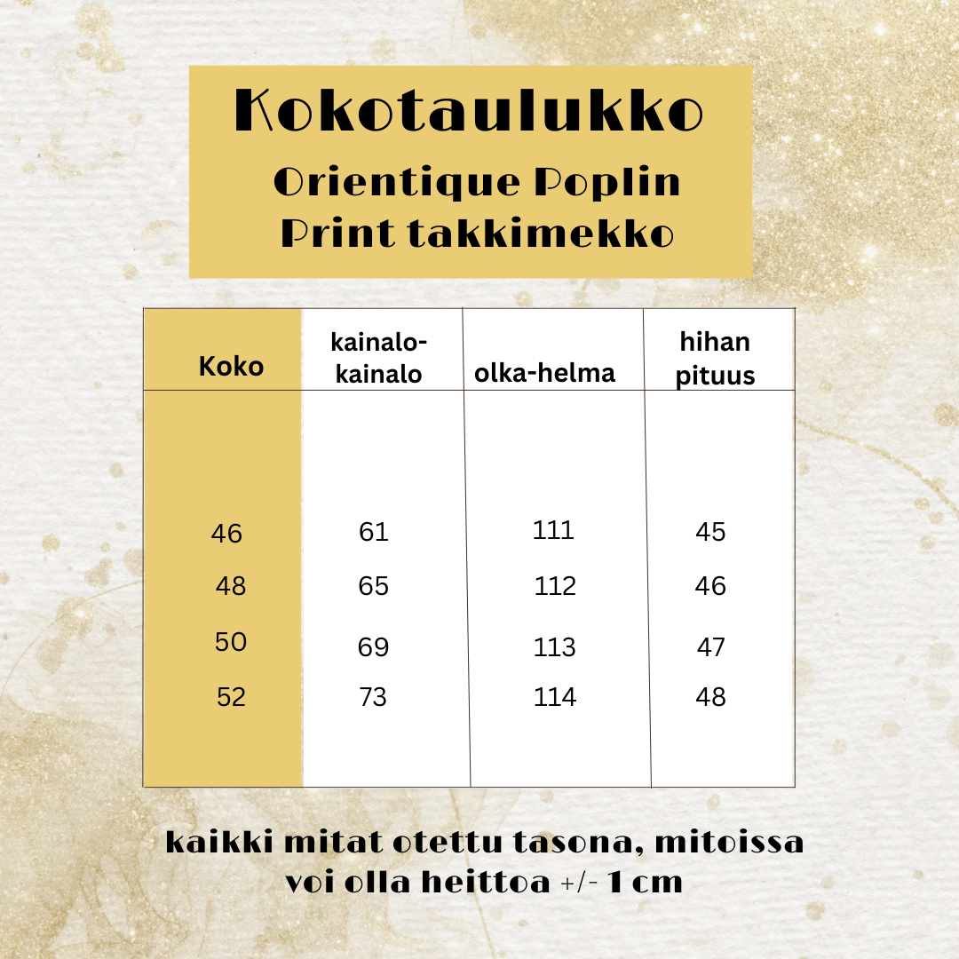 Poplin print -takkimekko musta/valkoinen, Orientique